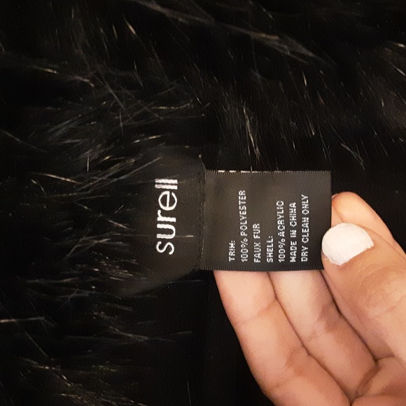 Surell- Faux Fur Trim Cape - Picture 4 of 6